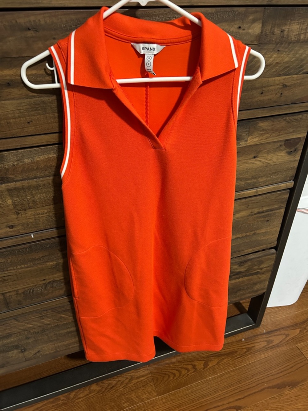SPANX Air Essentials Polo Dress in Poppy w/ White Piping. Preppy. Athletic.